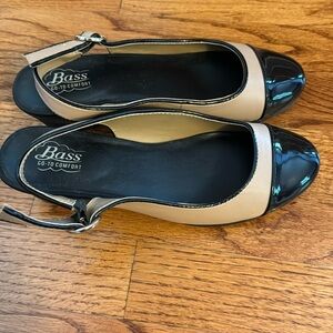 Black and tan comfortable work or casual shoes